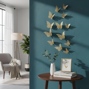 Xtore Golden Butterfly – Pack of 12, 3D