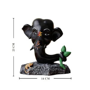 Home Decor Resin Black Ganesha Statue ( Black Colo...