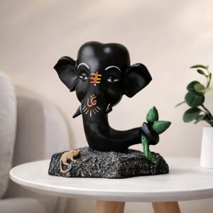 Home Decor Resin Black Ganesha Statue ( Black Colo...