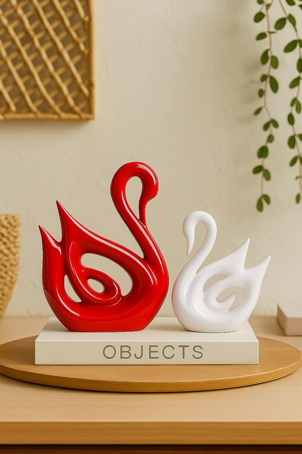 Xtore® Home Décor Lucky Swan Couple | Piano Finish Ceramic Figures (Set of 2 Pc, Large) - Image 3