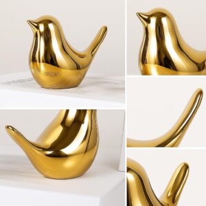 Xtore Ceramic Golden Blessing Birds Figurine for H...