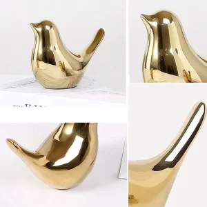Xtore Ceramic Golden Blessing Birds Figurine for H...