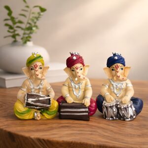 Xtore Musical Ganesha 3 Statues for Home Decor (Mu...