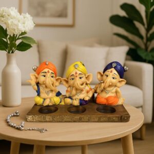 Xtore Beautiful Resin Three Ganesha Candle Holder ...
