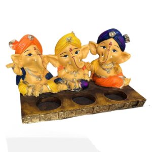 Xtore Beautiful Resin Three Ganesha Candle Holder ...