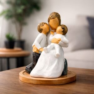 Xtore® Beautiful Hand Painted Medium Size Resin Miother and Child Statue (Pack of 1, Black and White)