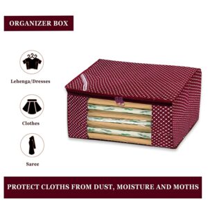 Xtore Saree/Clothes Storage Cover with Zipper Closure & Transparent Window (Pack of 3, Maroon)