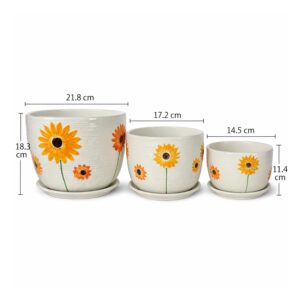 Xtore® Charming Sunflower Ceramic Planter Pots Se...